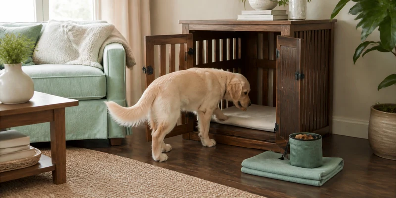 Crate Training in a Furniture Crate