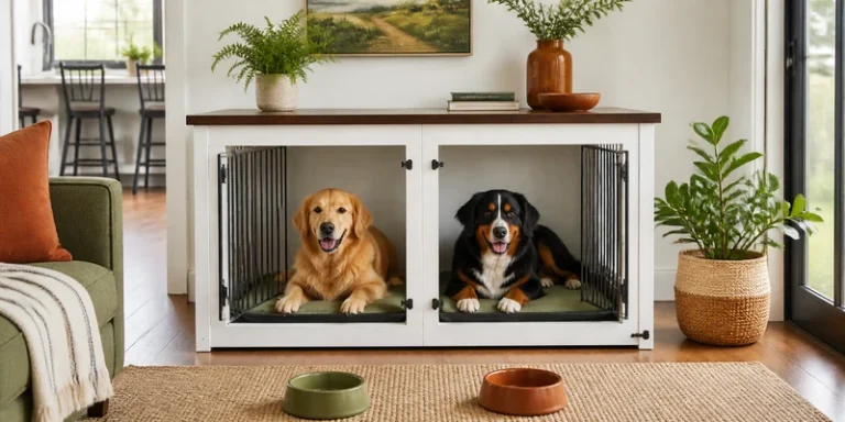 Dog Crate Furniture for 2 Large Dogs