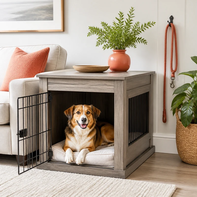 Wooden dog crate furniture