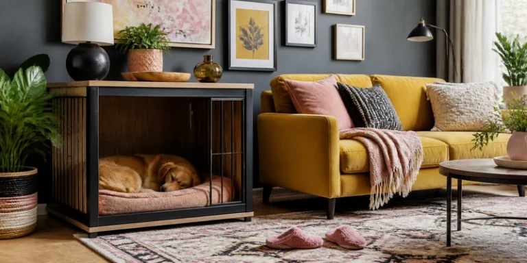 Dog Crate in the Living Room