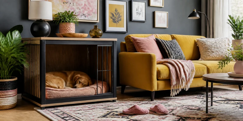 Dog Crate in the Living Room